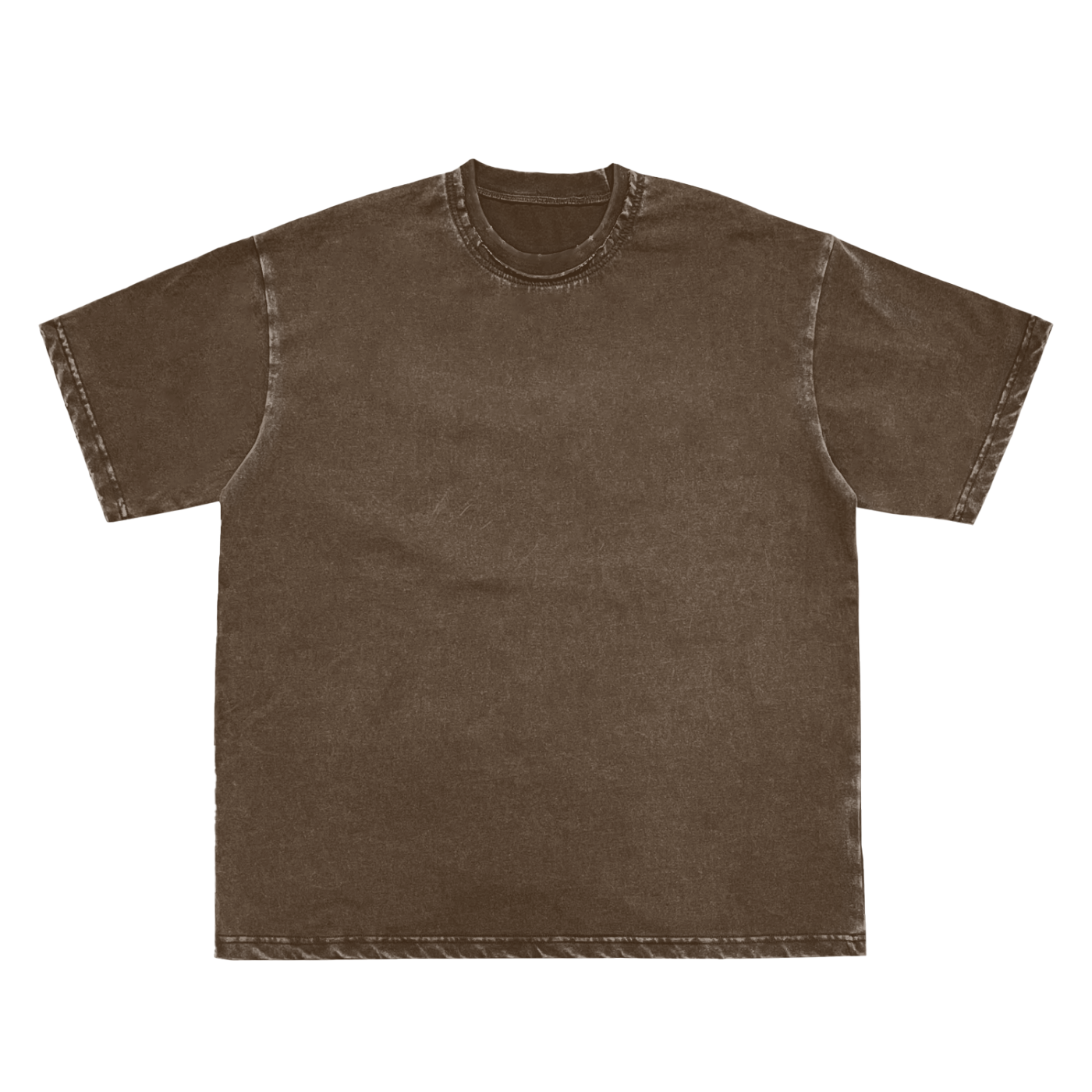 Snow Washed Raw-Edge Neckline T-Shirt