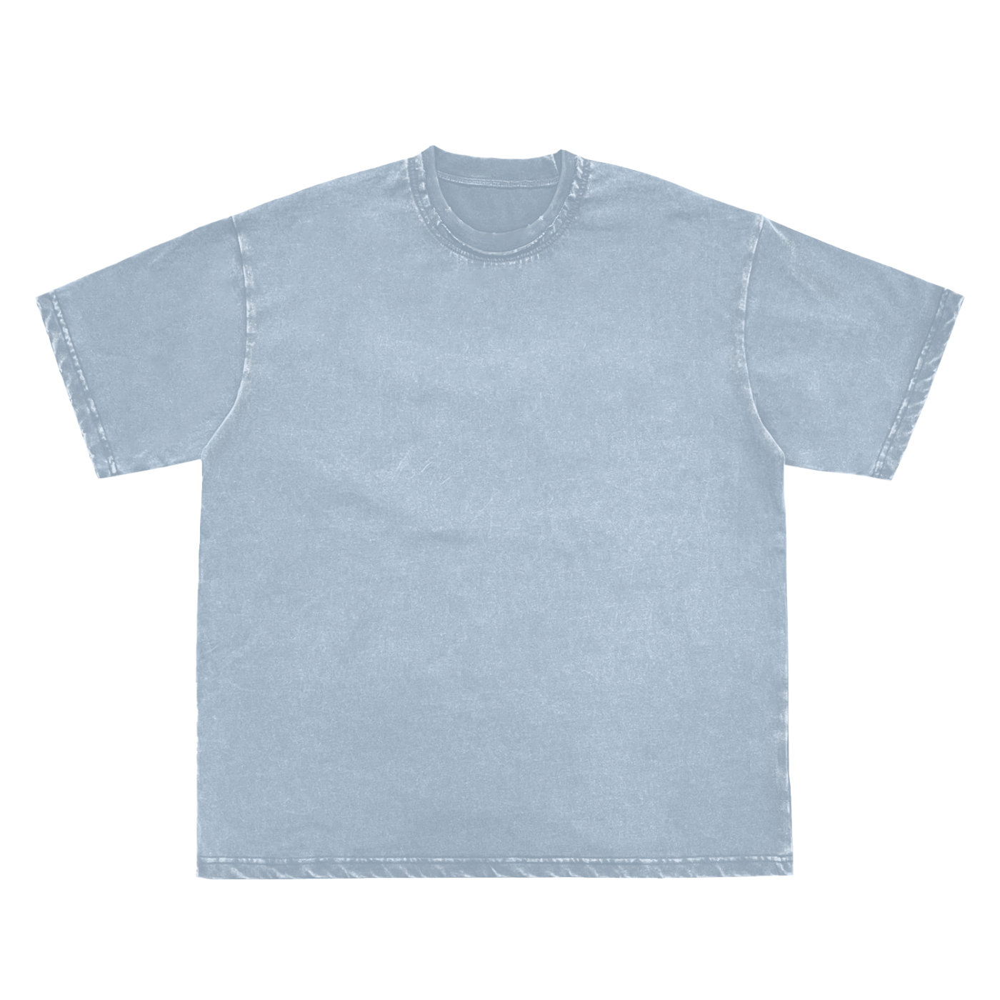 Snow Washed Raw-Edge Neckline T-Shirt