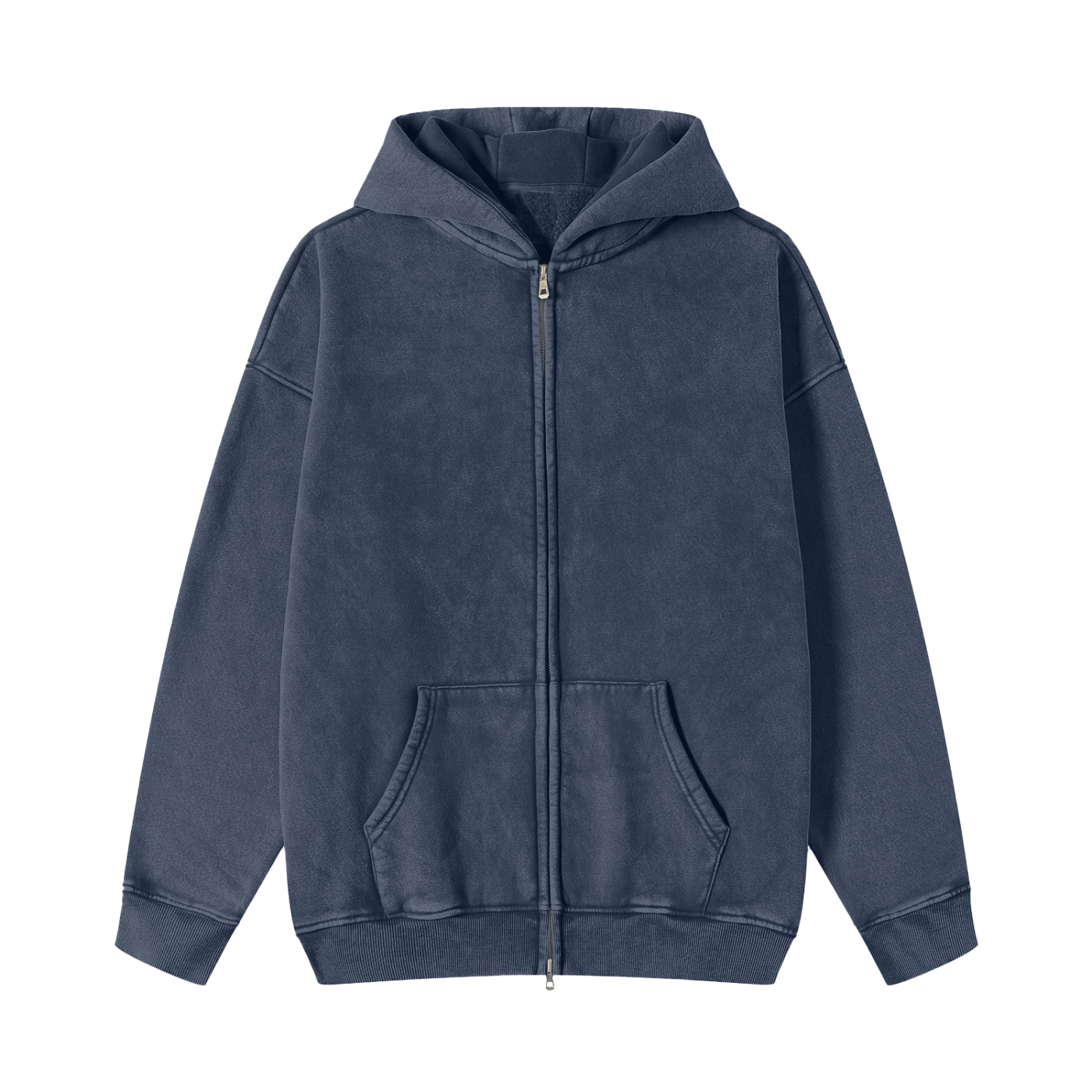 Snow Washed Zip-Through Fleece Hoodie