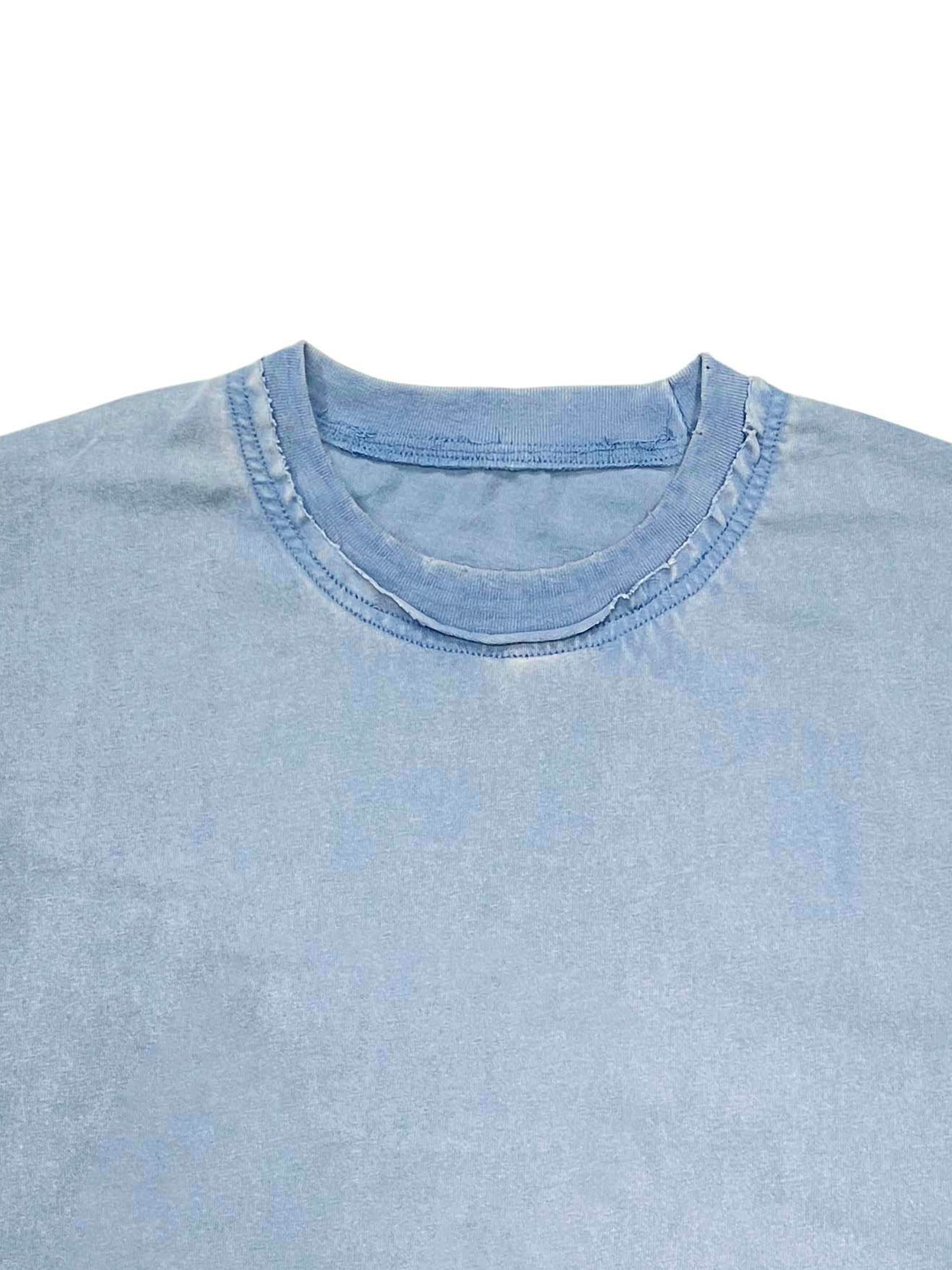 Snow Washed Raw-Edge Neckline T-Shirt