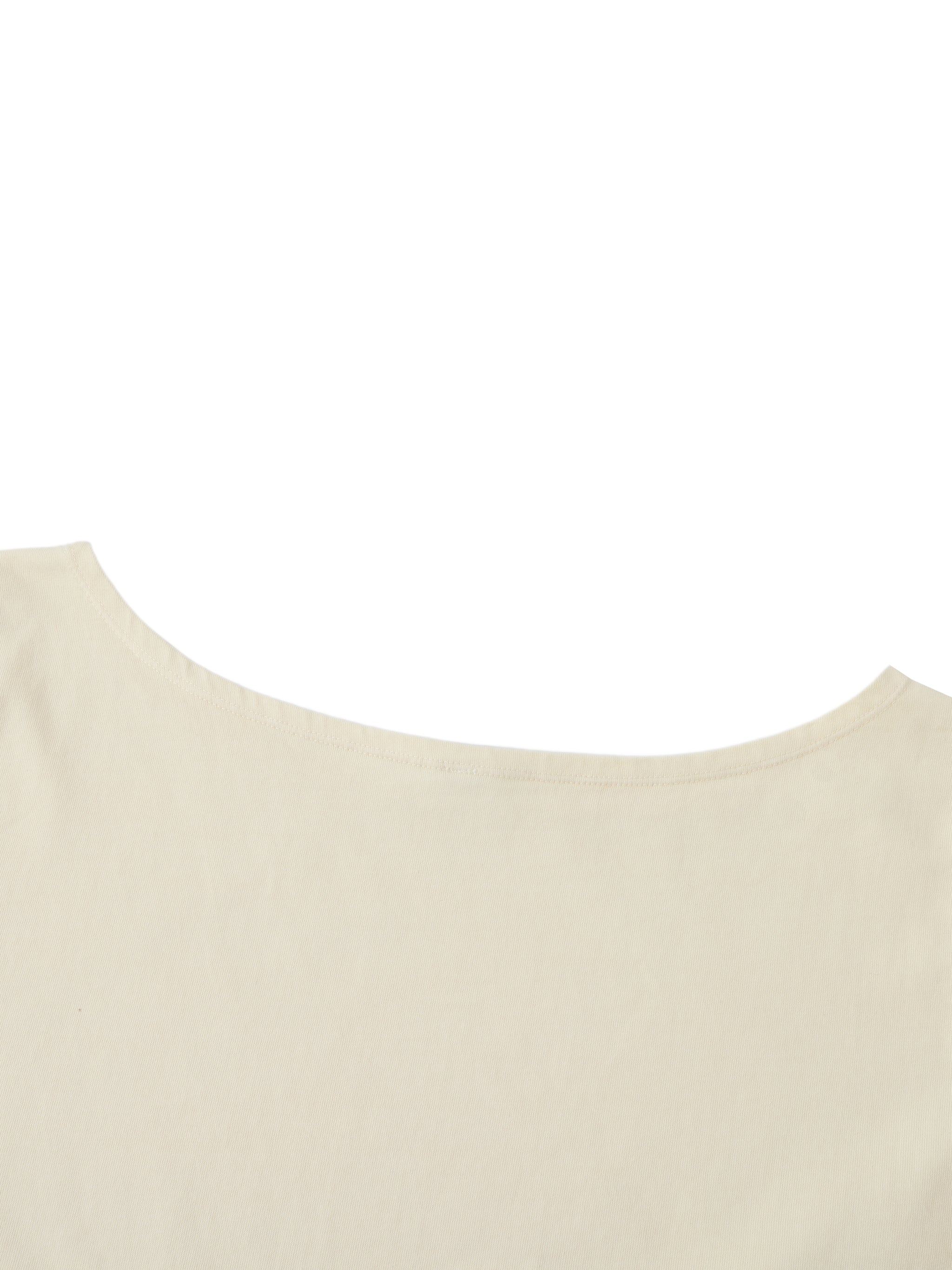 Off-Shoulder Rolled Hem Cotton T-Shirt